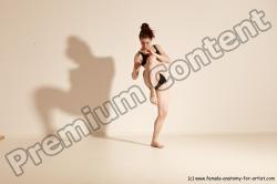 Underwear Martial art Woman White Moving poses Average long brown Dynamic poses Academic